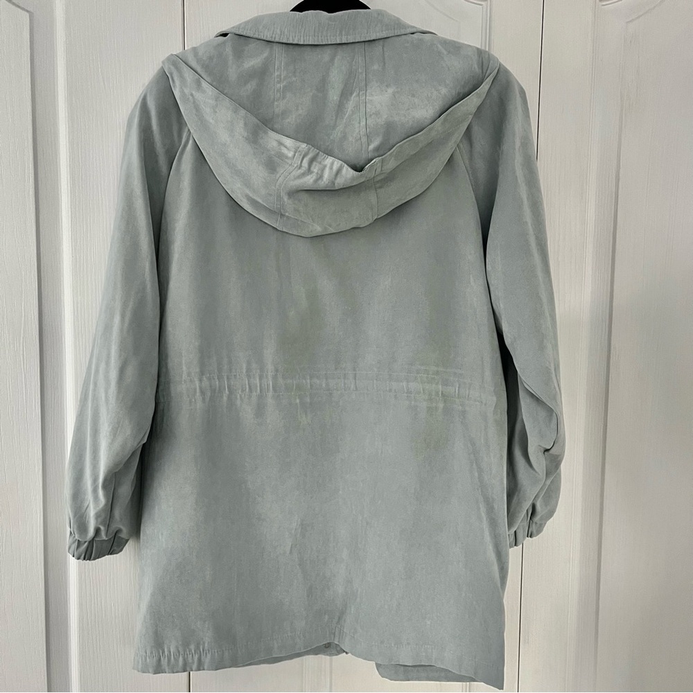 London Fog Jacket S Light Blue Coat Removable Hood Pockets Zip up soft - Picture 2 of 9